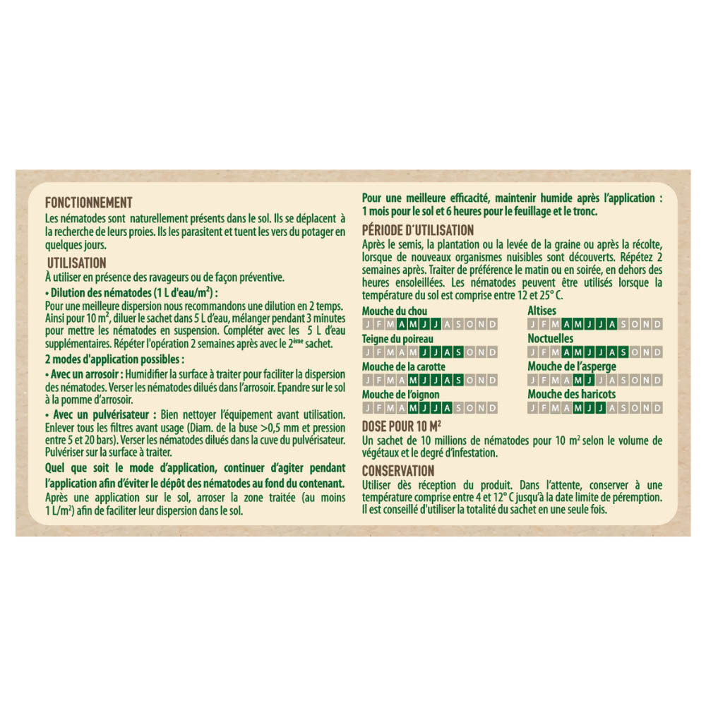 Les nématodes ANTI-VERS DU POTAGER UNIVERSEL (2 x 10M) offre une protection universelle contre les vers blancs, gris et les mouches du sol. Grâce à sa formulation unique Greenapy, vous bénéficiez d’une répartition homogène pour un traitement d’une précision chirurgicale.