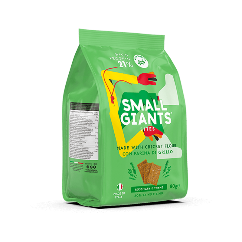 Crackers Apéritifs Protéinés Romarin & Thym Small Giants (80g) – Poudre de Grillon