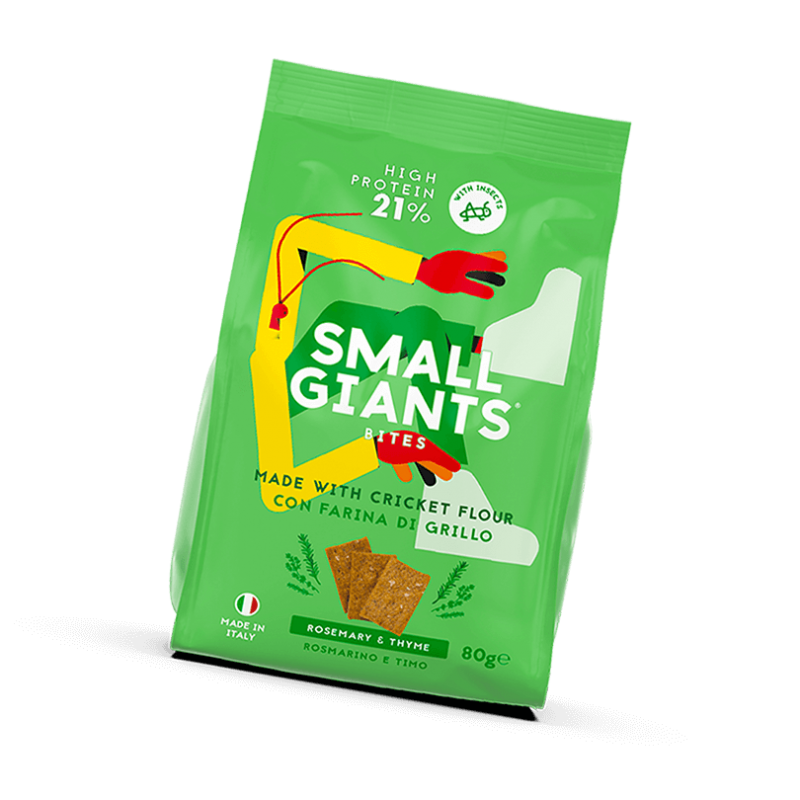 Crackers Apéritifs Protéinés Romarin & Thym Small Giants (80g) – Poudre de Grillon