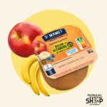 Découvrez la nouvelle spécialité de fruits Pomme HVE & Banane BIO. Une recette saine sans sucres ajoutés, Nutri-Score A et riche en Vitamine D3 durable grâce au Tenebrio molitor.