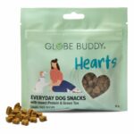 Découvrez les friandises Globe Buddy Hearts à la protéine d'insecte et thé vert sur Entomoshop. Une récompense hypoallergénique, légère et digeste pour chien !