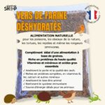 Vers de farine déshydratés 500g – 55% protéines pour oiseaux & NAC. Élevés en France, sans additif. Idéal complément alimentaire naturel.